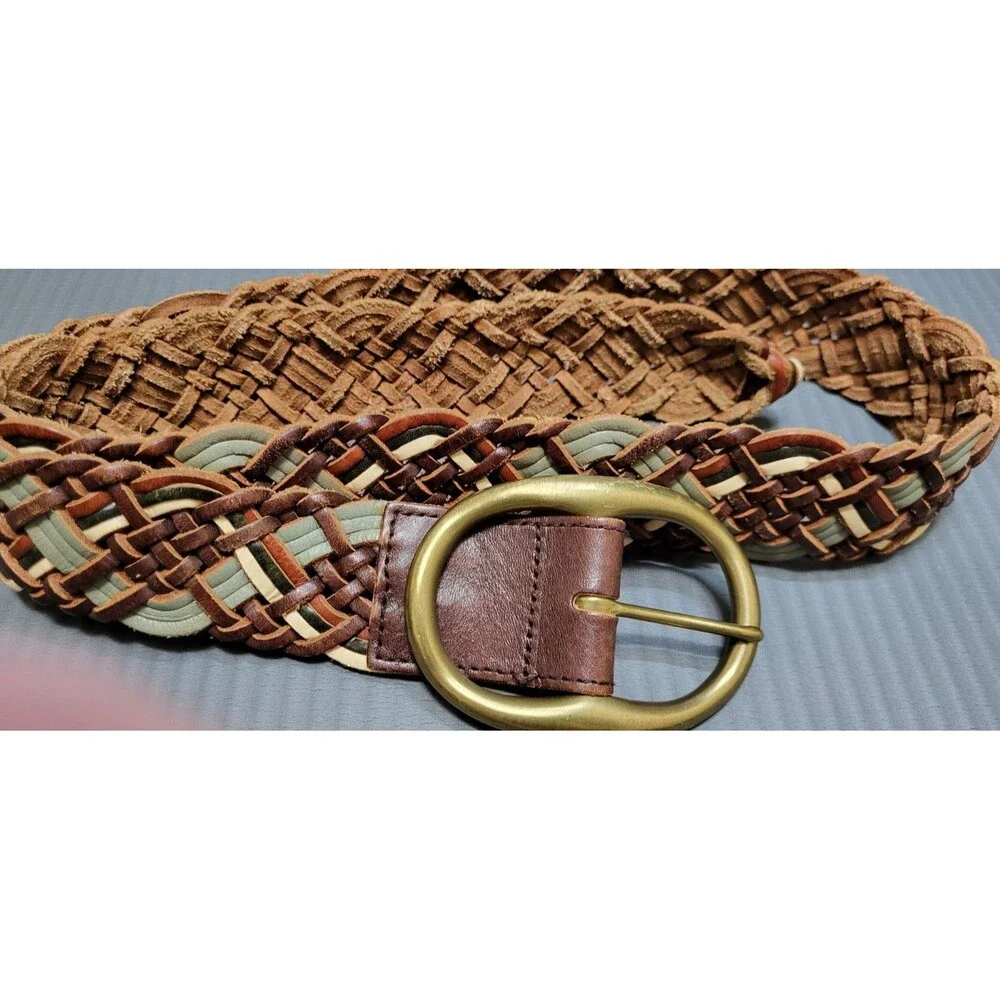 Genuine Leather Brown Woven Braided Womens L 2